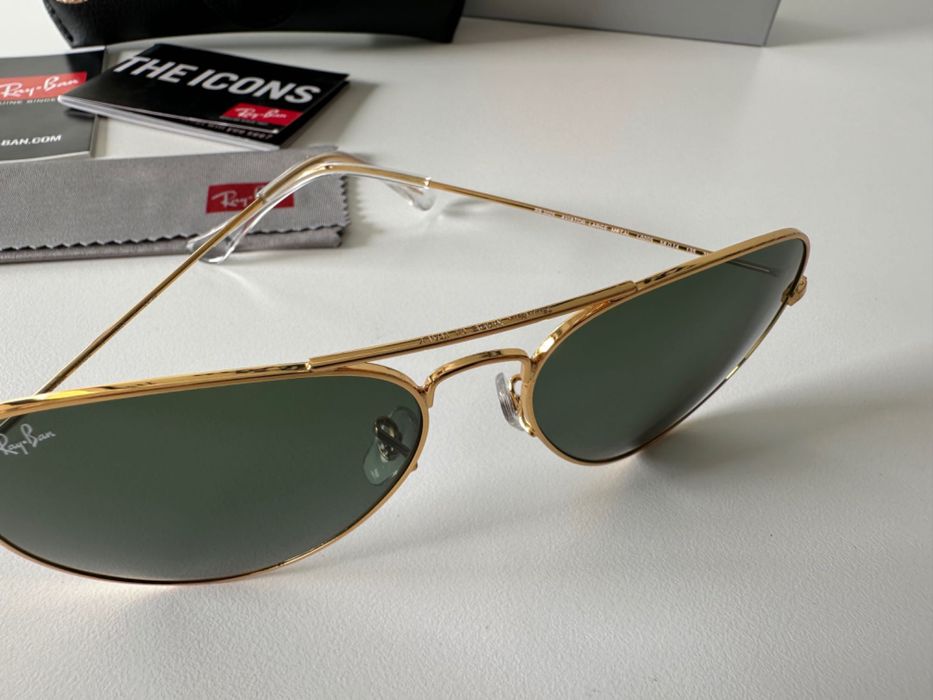 RayBan Original RB3025 Aviator Arista Gold Green G15 Novos
