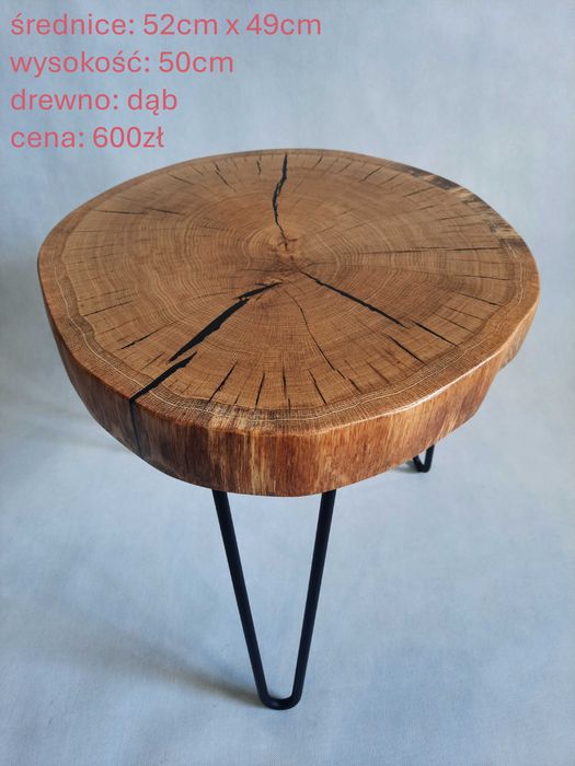 Stolik kawowy plaster drewna loft industrial od ręki