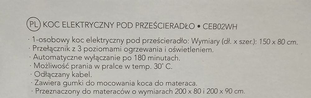 Nowy koc elektryczny