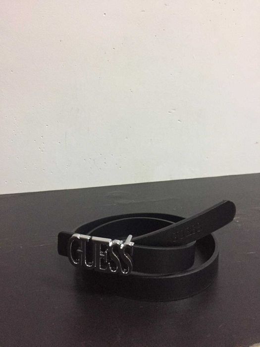 Pasek unisex Guess srebrny damski męski klamra premium