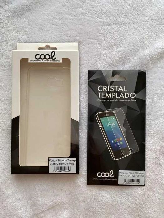 Conjunto Película Temperada + Capa Transparente Para Samsung Galaxy J4 Plus