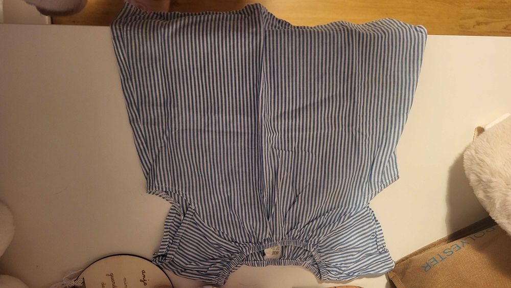 Saia e blusa às riscas azuis Verão menina 1-2 anos