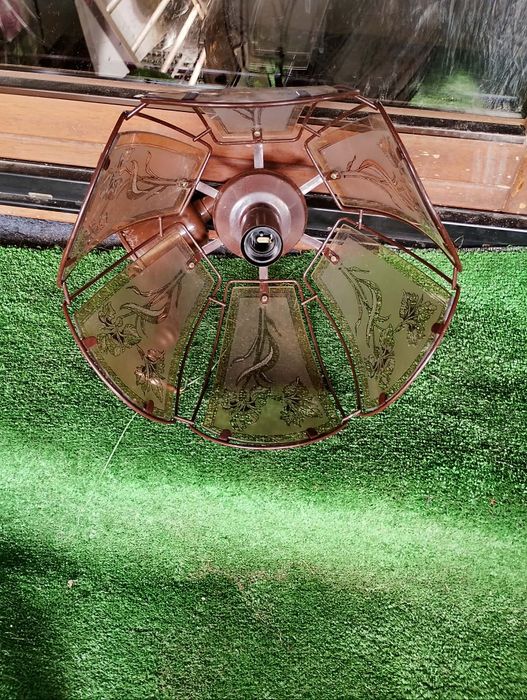 Lampa wisząca brązowa z PRL-u