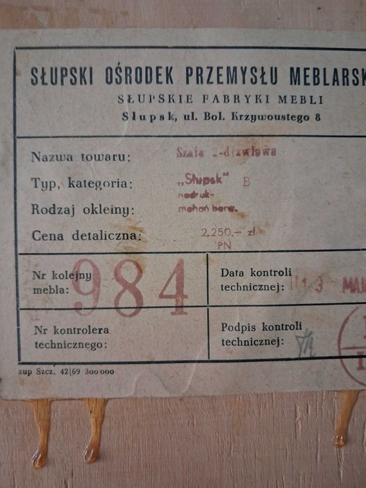 Meble PRL 1969- szafa 2 drzwiowa