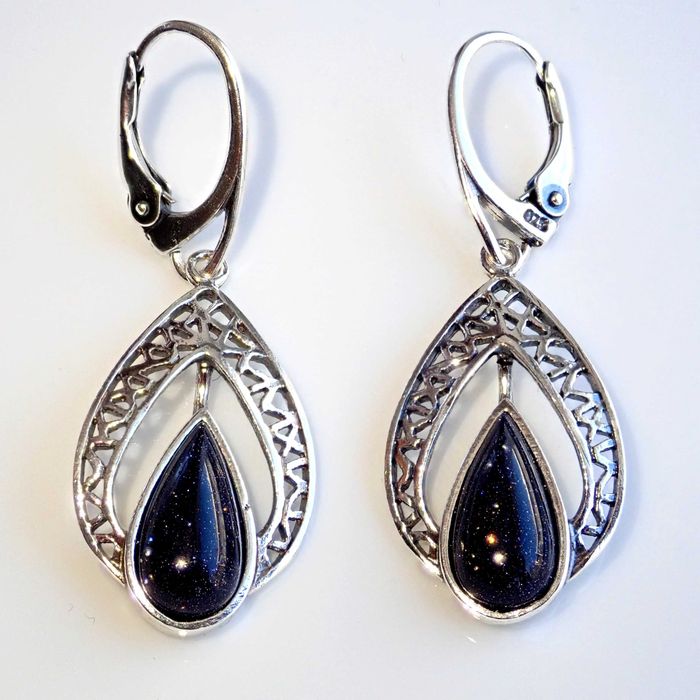 Komplet srebrnej biżuterii. Próba 925. Kamień Noc Kairu.