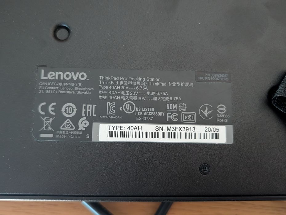 Stacja dokująca Lenovo thinkpad pro 40AH20  z zasilaczem 135W
