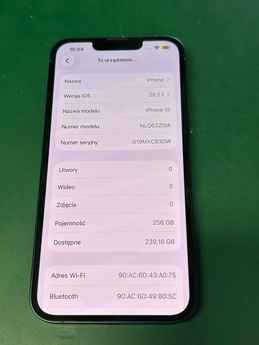 Apple iPhone 13 256GB|NOWY Z SERWISU Apple | Północ (Midnight) | Gwarancja!