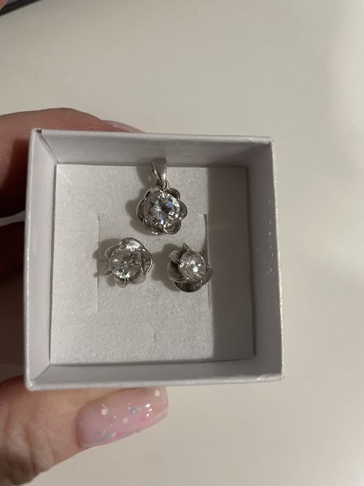 Komplet biżuterii wisiorek i kolczyki próba 925