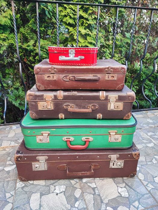 Art deco,vintage 5 sztuk walizki,walizka,całość