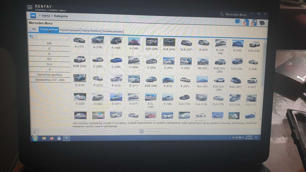 Laptop diagnostyczny Dell MAN+Mercedes + interfejs Scanmatik2
