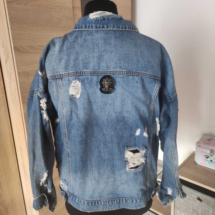 Kurtka jeans o La voga L przetarcia dziury