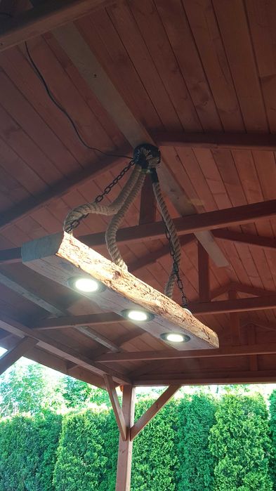 Lampa wisząca belka sznur jutowy