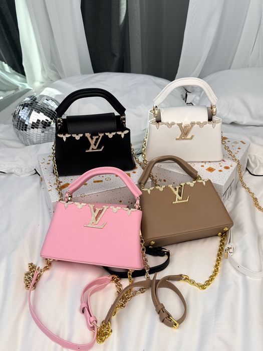Сумка Louis Vuitton Capucines Mini чорна, біла, рожева, бежева