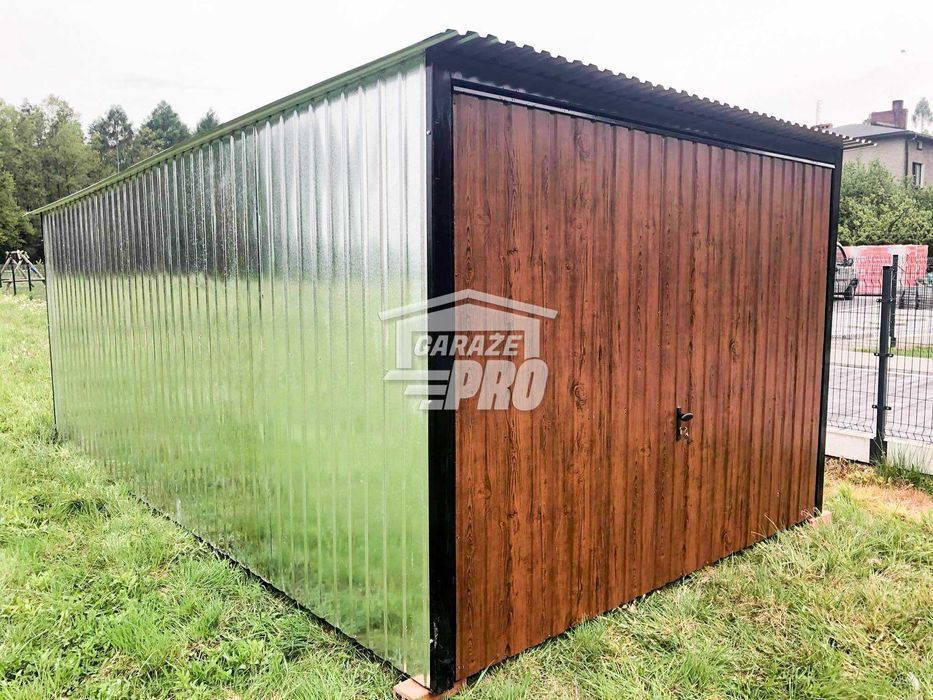 Garaż blaszany 3x5 Brama uchylna + ocynk + brama spad w tył GP104