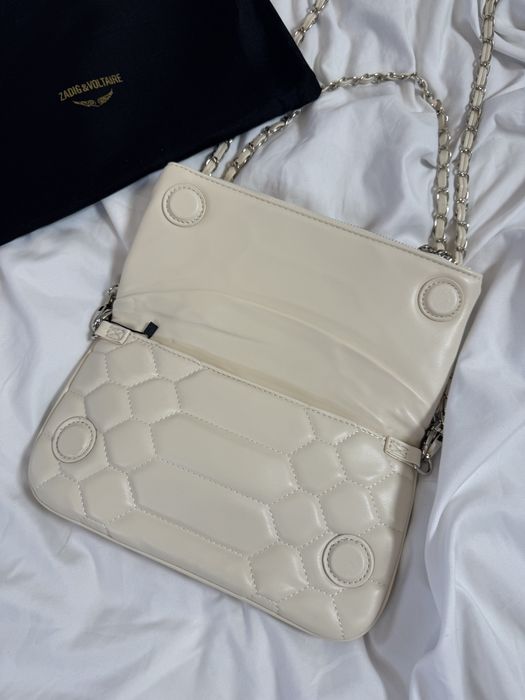 сумка клатч  в стилі zadig&voltaire rock quilted молочна