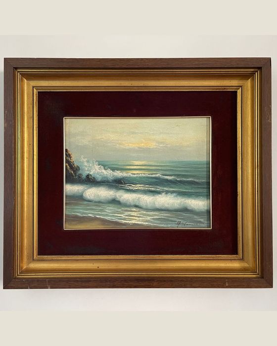 Pejzaż Morski  56.5 cm x 48.5 cm Olej na Płótnie XX  Rama