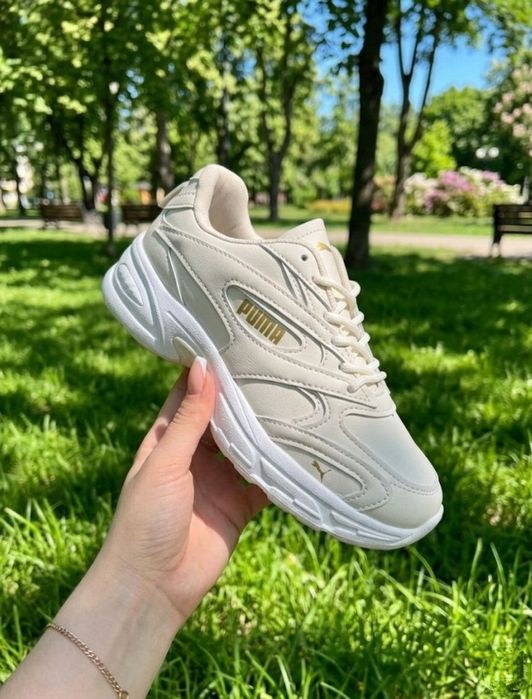 Жіночі весняні кросівки Puma/натуральна шкіра/бежеві кросівки пума