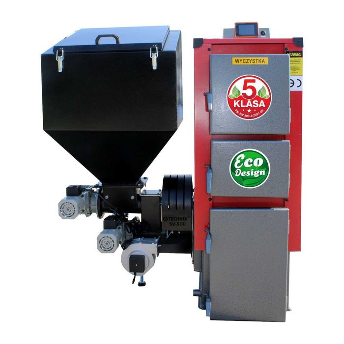 KOCIOŁ z podajnikiem na PELLET 15 kW. Piece klasy 5 Ecodesign Pelet
