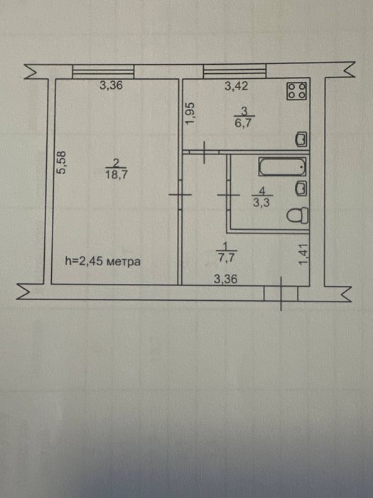Велика однокімнатна кв. 2 поверх Педуніверсітет.