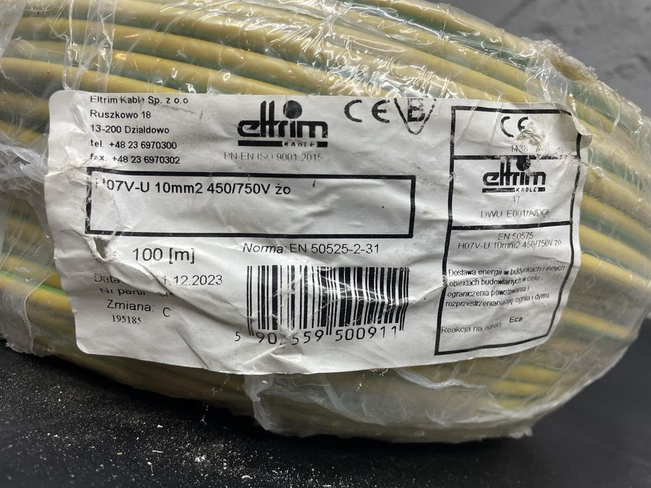 Przewód ochronny PE 10 mm² H07V-U