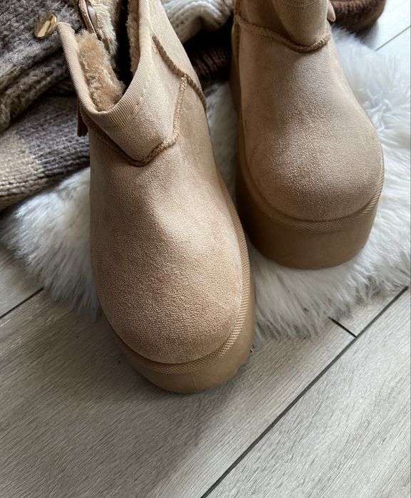 Botki śniegowce beżowe lekkie