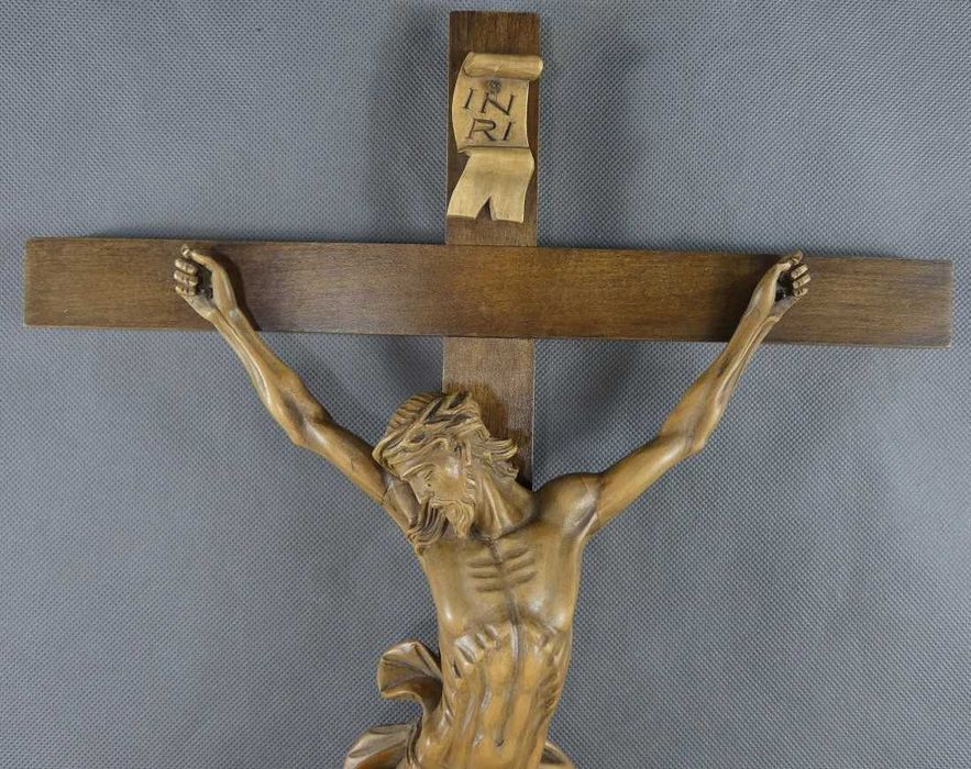 Krzyż Krucyfiks JEZUS pasyjka rzeźba drewno 70,5 cm
