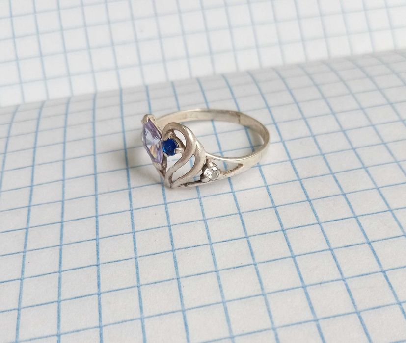 Вінтажне Кольцо колечко з каменями Срібло 925 проба Розмір 16,6 Вінтаж