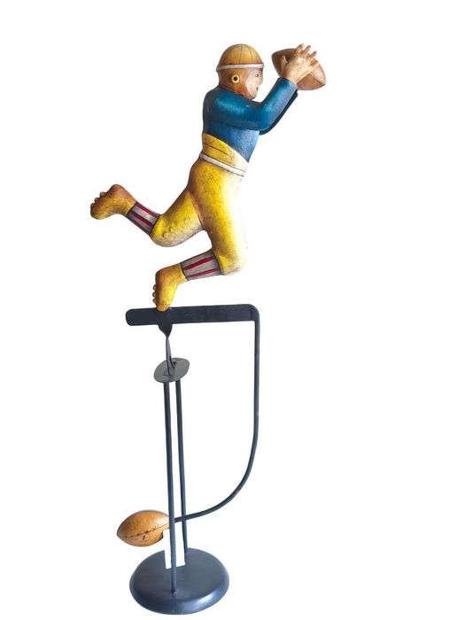 Raro brinquedo de balanço em metal policromado vintage
