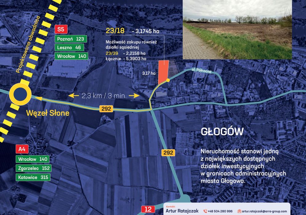 Działka inwestycyjna GŁOGOW LSSE | 3.1733 ha | PRODUKCJA / MAGAZYN | 80% ZABUDOWY | DK12/S3 - Widok 3