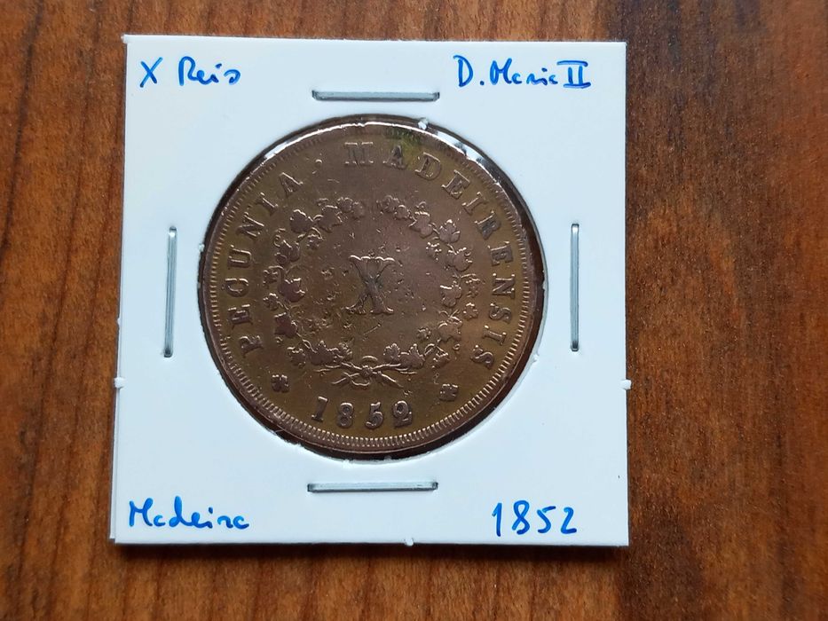 Moeda X Reis 1852 D. Maria II  - Madeira