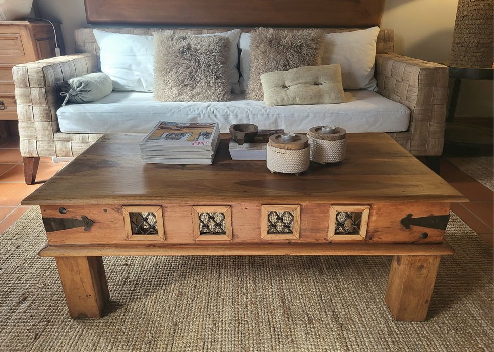 mesa, centro, apoio, ferro forjado, indiano, rustico