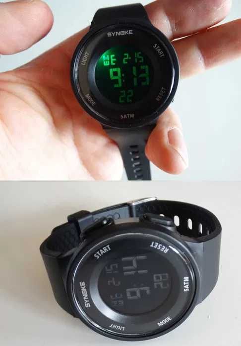 Czarny zegarek męski Synoke 42mm elektroniczny cyfrowy sportowy WR50