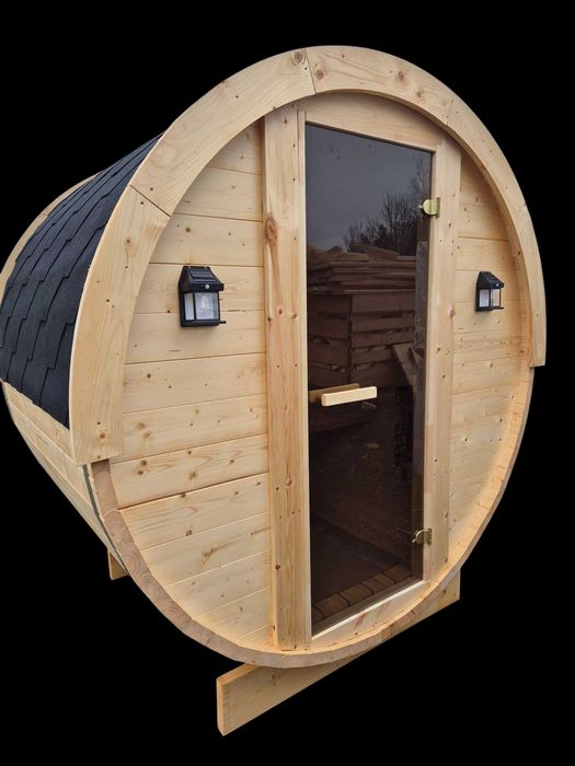 SAUNA OGRODOWA z piecem HARVIA, 1,5x2m, producent, balia, beczka