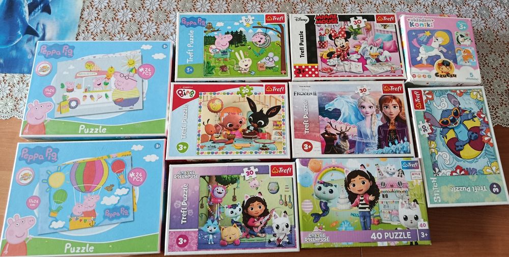 Zestaw puzzli 10szt. Peppa, koci domek, kraina lodu, stitch 3+