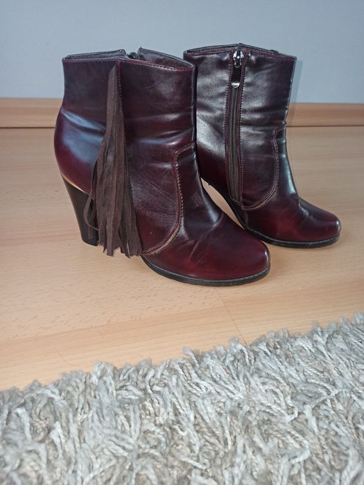 Buty botki bordowe 38