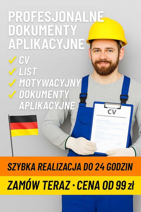 Profesjonalne CV I List motywacyjny po niemiecku, praca w Niemczech.