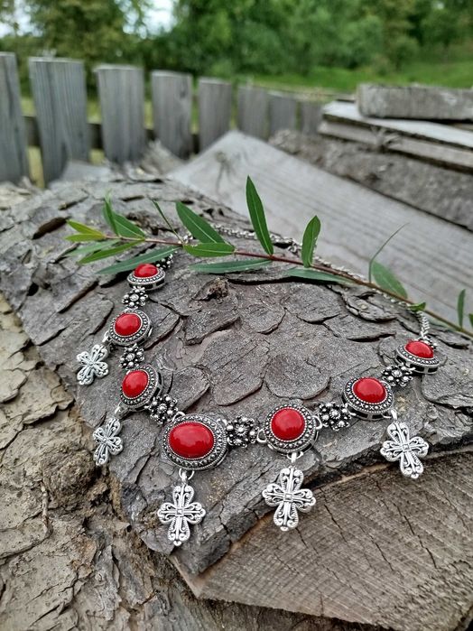 Бусы коралі червоне намисто зі справжнього коралу згарда до вишиванки