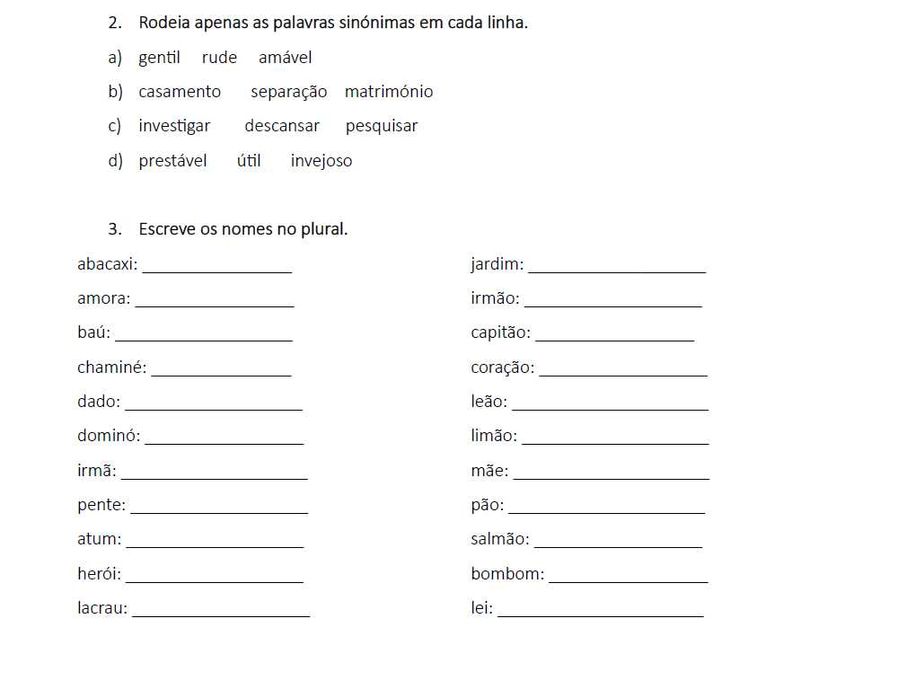 Fichas de atividades e avaliação 1º ciclo