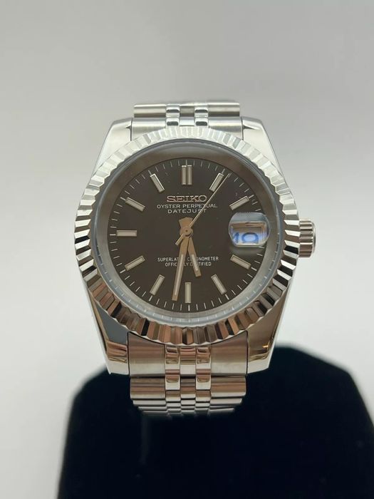 SEIKO MOD DATEJUST Czarny Black Jubilee Custom NOWY