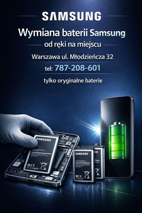 Wymiana baterii Samsung od ręki Warszawa tylko oryginały