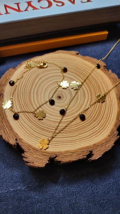 Zestaw bransoletka i naszyjnik stal koniczyny