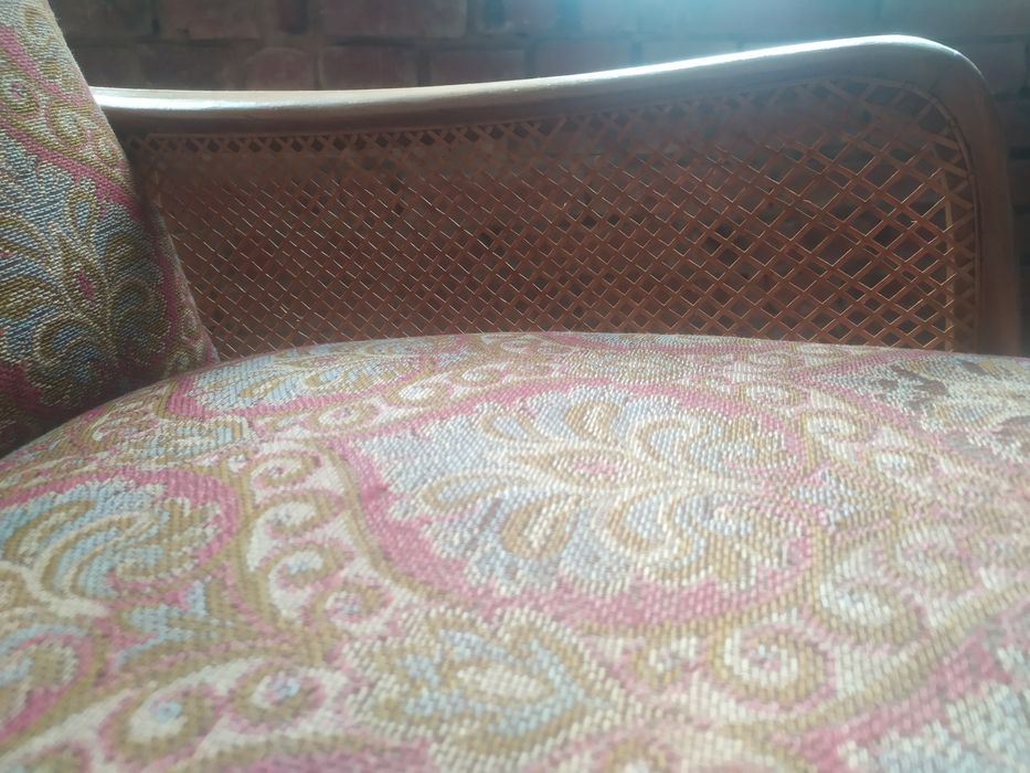 Fotel Art Deco Krzesło Sessel Rattan NRD PRL Vintage