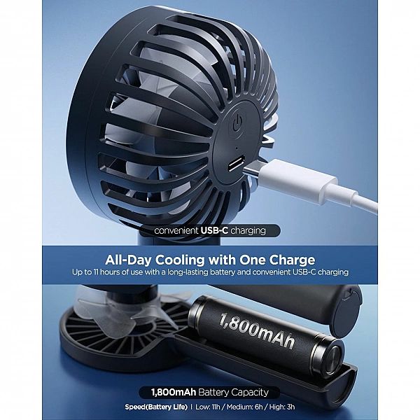 Spigen A905 Mini Portable Handheld Fan Black