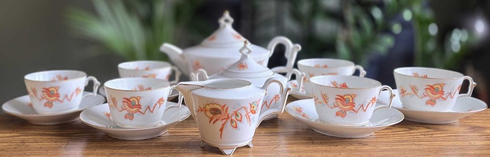 Porcelanowy serwis do herbaty w stylu art déco – Thomas, Bavaria (Grupa Rosenthal).