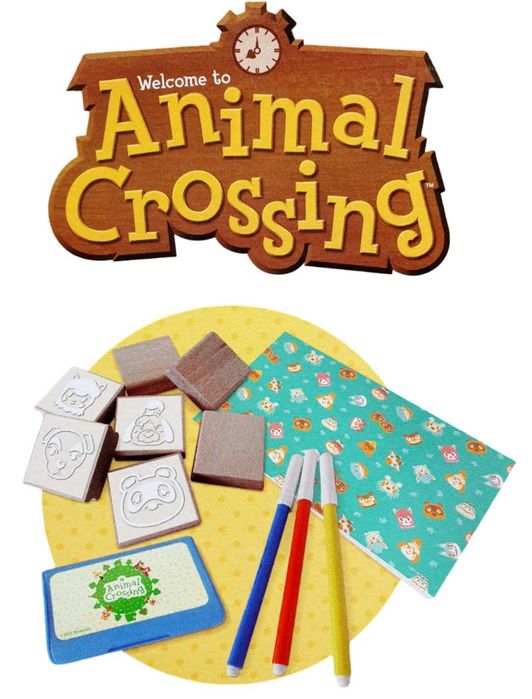 Pieczątki Animal Crossing duży zestaw + pisaki + note Nintendo prezent