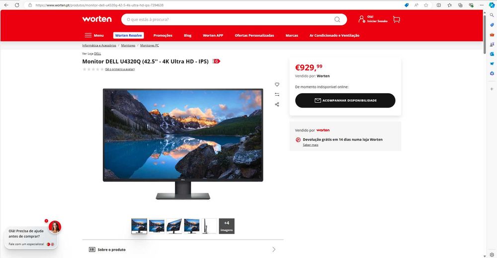 Monitor DELL U4320Q (42.5'' - 4K Ultra HD - IPS)