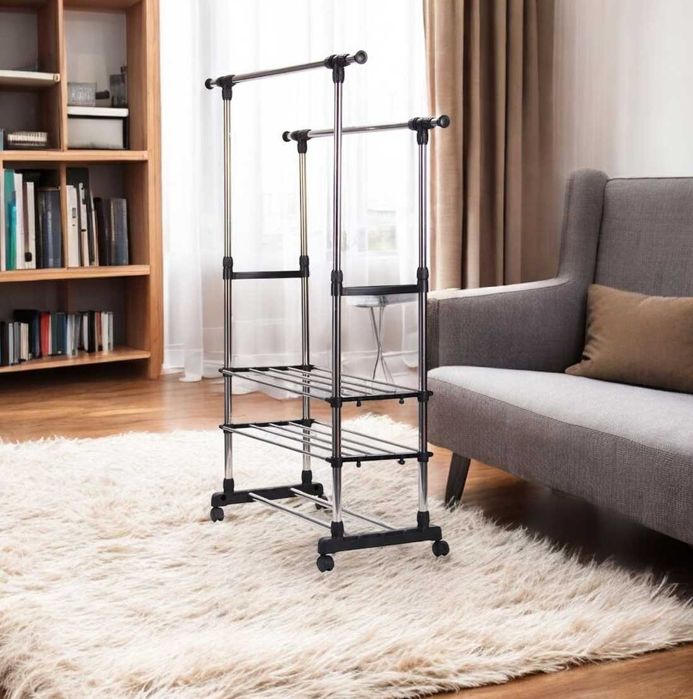 Вішалка для одягу пересувна складна стійка для одягу і взуття