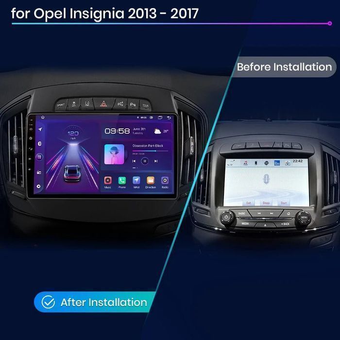 Opel Insignia 2013-2017 – Radio Android 15 9" CarPlay Android Auto 2GB/64GB GPS Nawigacja Stacja Multimedialna WiFi Bluetooth DSP PL