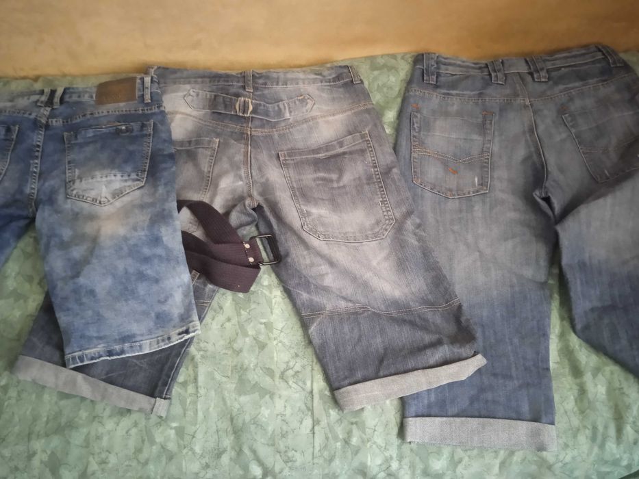 3 pary spodenki męskie jeans pas ok 80