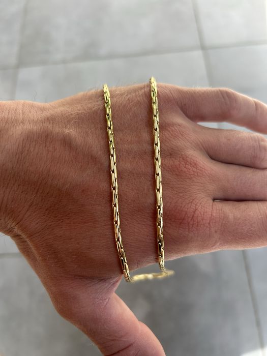 Nowy pozłacany złoty łańcuch łańcuszek splot ankier królewski